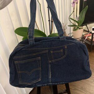 Denim Tote Bag with Pockets